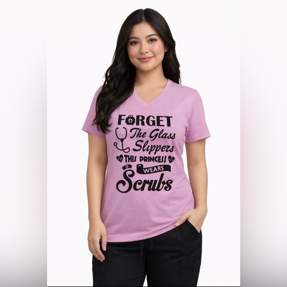 Lilac V-Neck T-Shirt with Fun Print